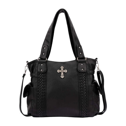 Concealed Carry Women Shoulder PU Leather Tote Crossbody Handbag Purse Bag