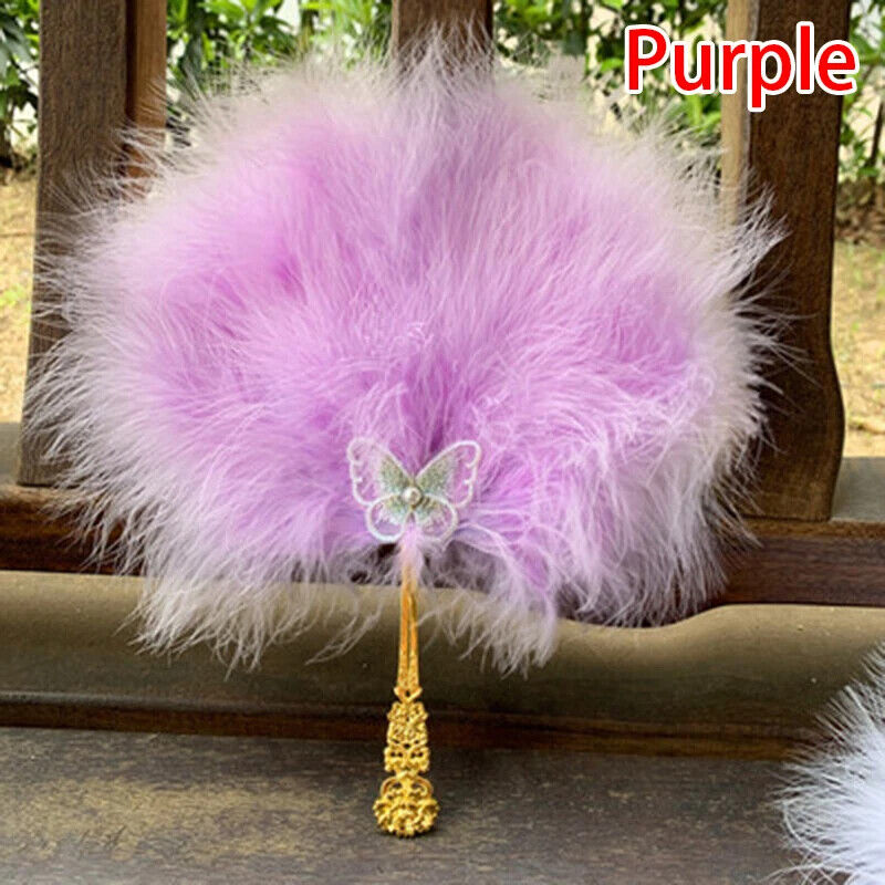 Feather Hand Fan Butterfly African Bride Bridesmaid Performance Dance Photo Prop