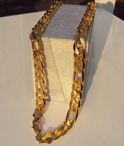 Cadenas De Acero Inoxidable ® Figaro Ita En Oro 14k Para Hombres Eslabón Cubana