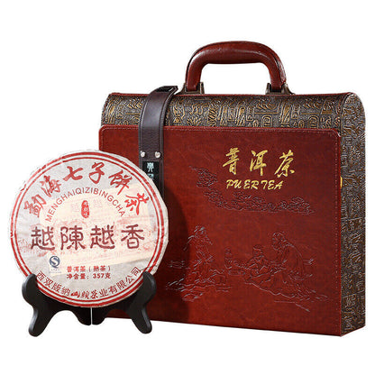Yunnan Pu'er Tea Gift Box Aged Palace Tea 357g Menghai Qizi Cake Tea Gift Tea