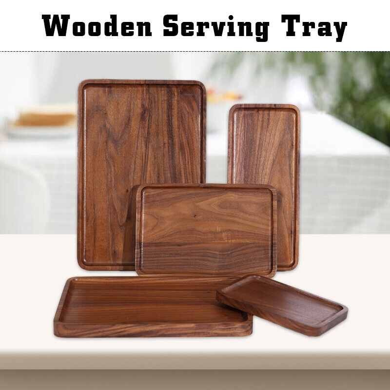 1pcs Wooden Serving Tray Square Plate Tableware Food Tea Server Kitchen Dishes