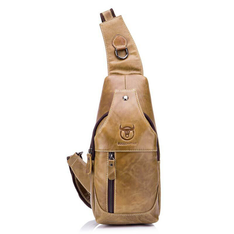 Men Genuine Leather Chest Back Pack Shoulder Crossbody Messenger Sling Sport Bag