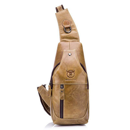 Men Genuine Leather Chest Back Pack Shoulder Crossbody Messenger Sling Sport Bag
