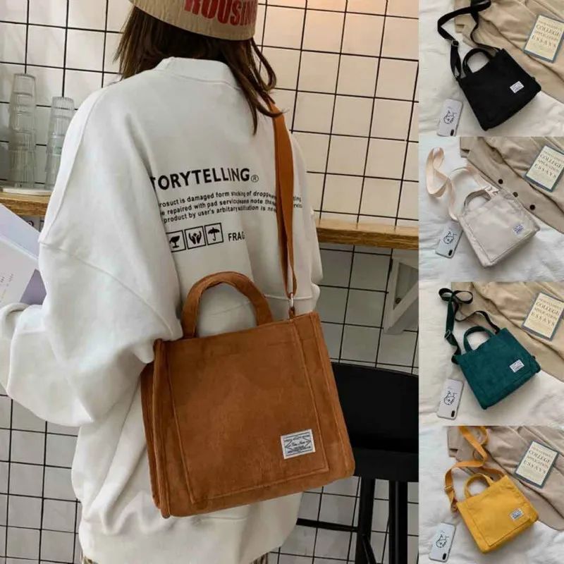 Handbag Corduroy Ladies Bag Single Shoulder Bag Buckle Messenger Small Square