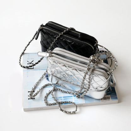 Small Mini Quilted Real Leather Clutch Shoulder Bag Wallet Chains Purse Handbag