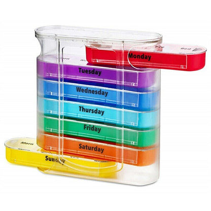 Plastic Medicine Storage Dispenser Drug Cases 7 Days 28 Grids Trip Pill Holder