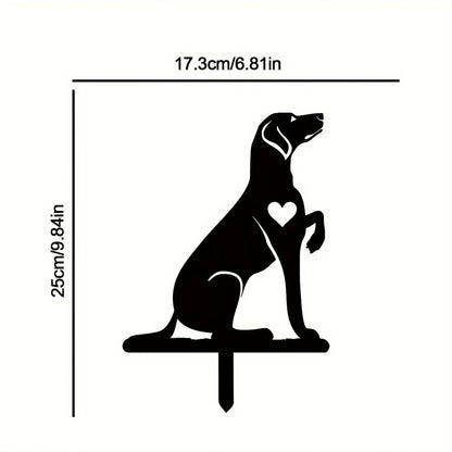 Optimistic Hound Garden Stake Iron Art Silhouette Metal Yard Sign Courtyard Art