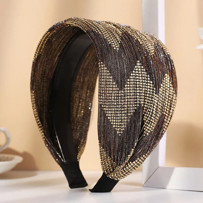 Women Headband Acrylic Lace Wide-Brimmed Non-Slip Shiny Breathable Girl Headwear