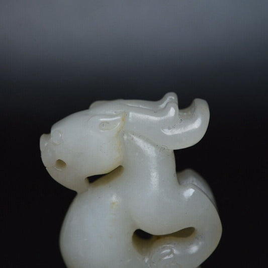 Chinese Natural Hetian Jade Carving Exquisite Dragon Statue Lucky Gift Pendant