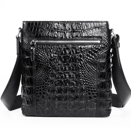 Handcrafted Nile Crocodile Skin Leather Shoulder Messenger bag, Men's Luxury Bag