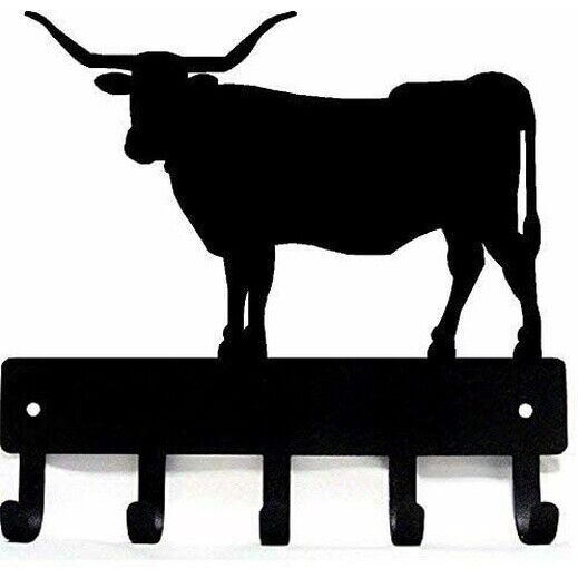 Texas Longhorn Steer Cow Key Rack Wall Mounted Shape Decoration Metal Art Decor