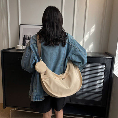 Canvas Shoulder Bag Tote Messenger Bag Large Capacity Dumpling Bag
