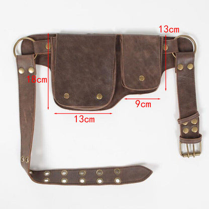 Men Women Medieval Steampunk Pu Leather Hip Belt Bag Pocket Waist Bag