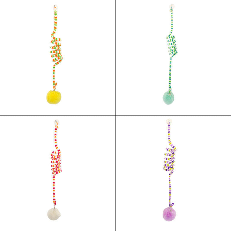 Spring Cat Toy Automatic Play Hanging Cat Toys Playing Suction Cup Bell Ball NEW