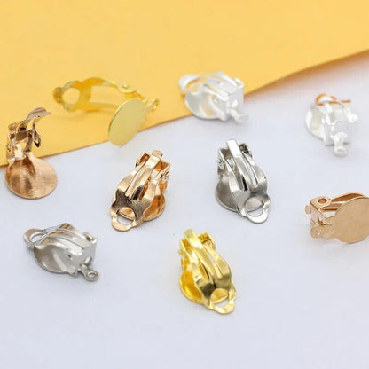 20pcs Gold Silver Clip-on Earring Converter Ear Clip Base Jewelry Making Finding