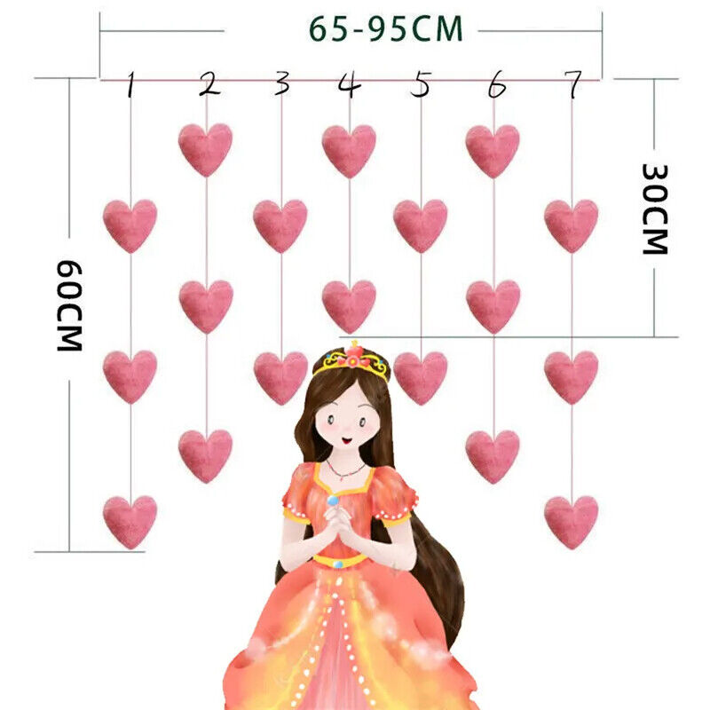 Heart Shaped Curtains Plastic Door Hanging Decoration String Pendants 60x65-95cm