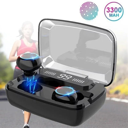 TWS Headphones Bluetooth 5.0 Wireless Earbuds CVC 8.0 Noise Reduction 8D LED