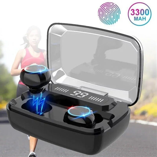 TWS Headphones Bluetooth 5.0 Wireless Earbuds CVC 8.0 Noise Reduction 8D LED