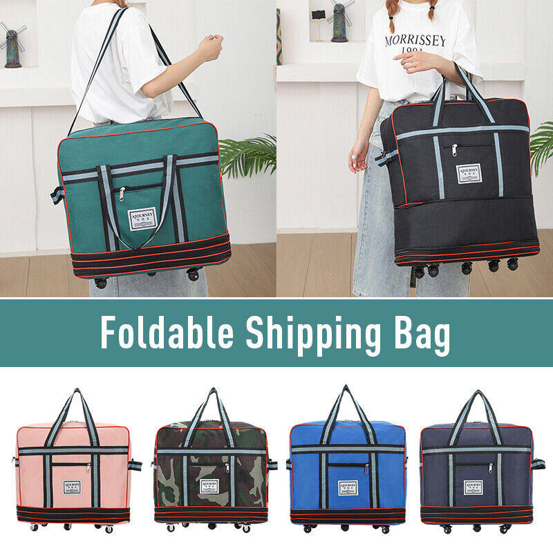 Oxford Luggage Box with Wheels Travel Bag Foldable Moving Storage Large Capacity