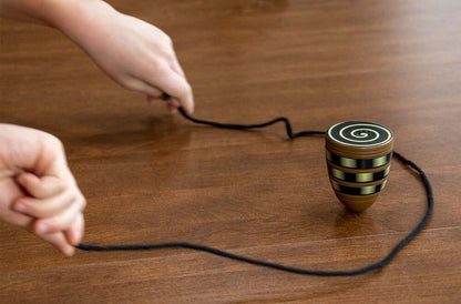 Handcrafted Wooden Spinning Top Children Toys Gift Box with Spinning String