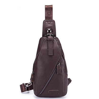 Men's Sling Backpack Genuine Leather Crossbody Bag Sling Shoulder Bag for Hiking