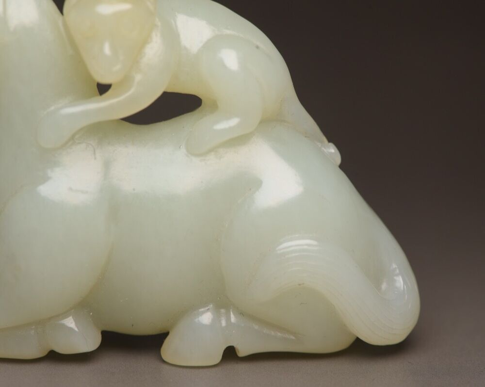 Top Chinese Natural Hetian Jade Carving Horse Monkey Statue Exquisite Figurines