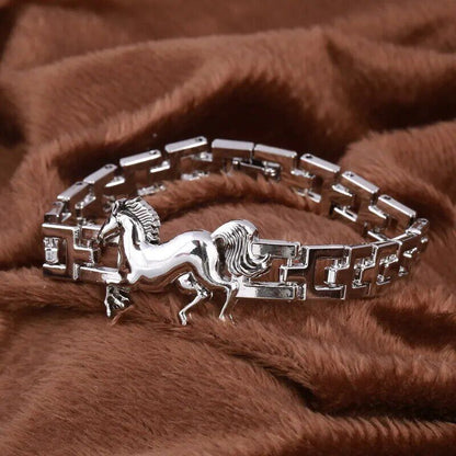 Silver Bracelets Horse Shape Stainless Steel Metal Bracelet Men Charms Bracelet