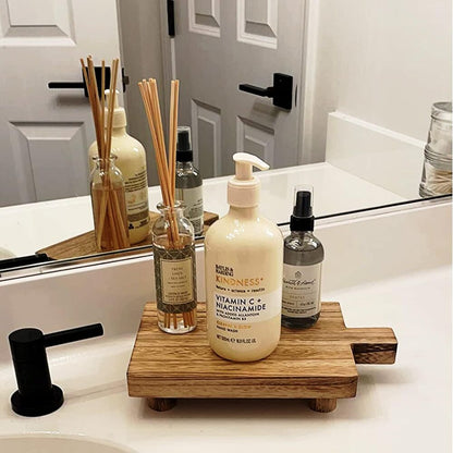 Handmade Wooden Tray Bathroom & Kitchen Decoration for Soap Bottles Holder 2 Pcs