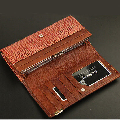 Genuine Leather Crocodile Pattern Lady's Clutch Bag Fashion Business Long Wallet