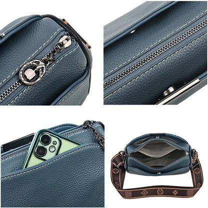 Women Genuine Leather Handbags 3 Layers Cow Leather Shoulder Crossbody Bags Bag