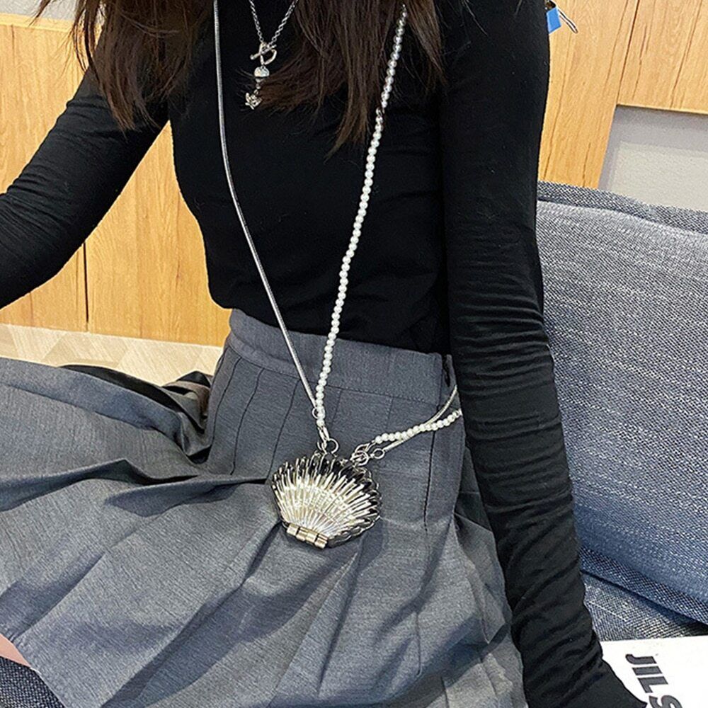 Shell Bag Pearls Shoulder Crossbody Bag Small Lipstick Purses Women's Handbags