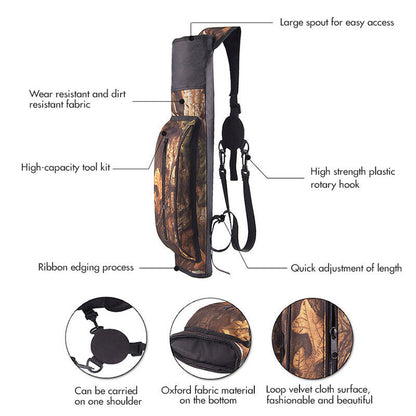 Archery Quiver Back Bag Shoulder Bag Holder Arrow Pouch Single Double Shoulder