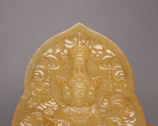 Old Chinese Natural Hetian Jade Carving Buddha Statue Figurine Collectible Rare