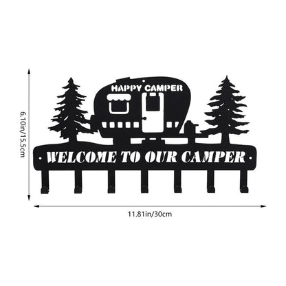 Camper Key Holder For Wall Decorative Metal Camper Key Rack Hanger With 7 Hooks