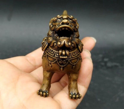 Brass Pi Xiu Statue Incense Burner Holder Mythical Wild Animal Beast Table Deco