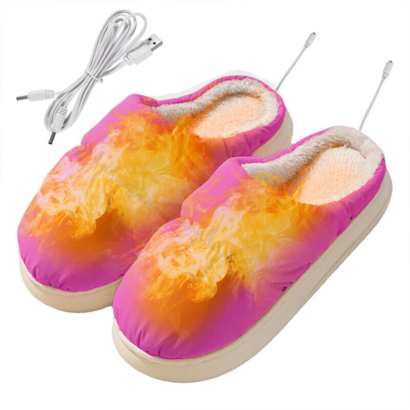 USB Heated Slippers Electric Heating Cotton Slippers Foot Warmer Winter Gifts