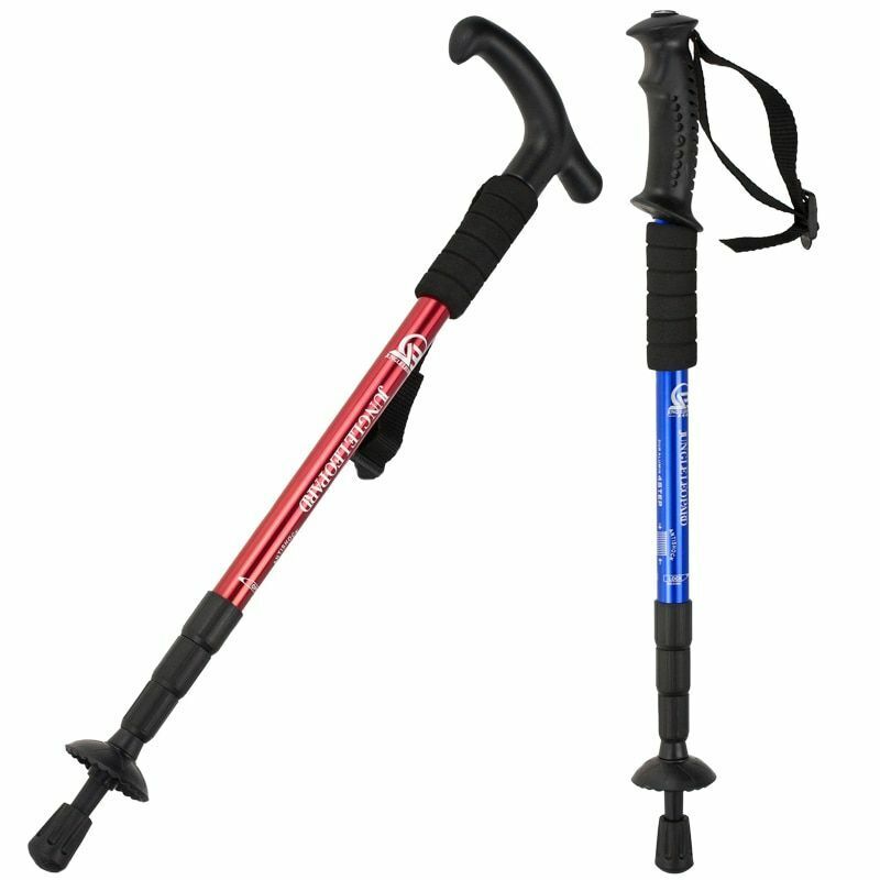 Telescopic Hiking Camping Climbing Walking Stick Trekking Pole Cane Elderly Red