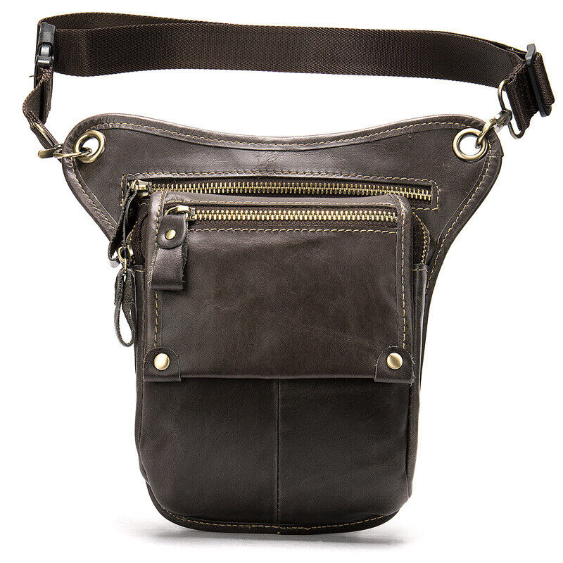 Motorcycle Outdoor Genuine Leather Drop Leg Bag Tactical Thigh Waist Fanny Pack