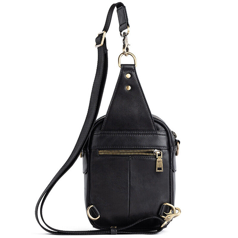 Men's Sling Backpack, 100% Cowhide Leather Vintage Chest Bag Crossbody Daypack