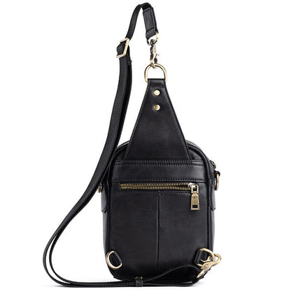 Men's Sling Backpack, 100% Cowhide Leather Vintage Chest Bag Crossbody Daypack