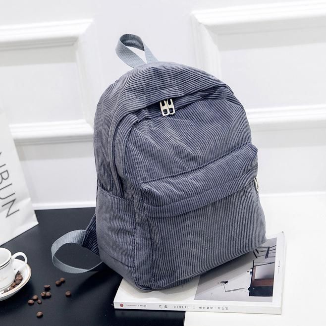 Corduroy Backpack School Bag 36*25*12cm 15inch Laptop Waterproof Traveling Purse
