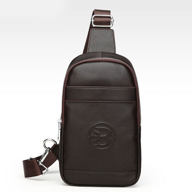 Men's Sling Backpack,100% Genuine Leather Chest bag Crossbody Bag Shoulder Bag