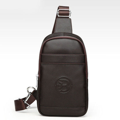Men's Sling Backpack,100% Genuine Leather Chest bag Crossbody Bag Shoulder Bag