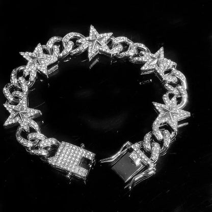 Mens ICED Miami Cuban Link Chain Barbed Thorn Spiked Necklace Plated CZ Jewelry