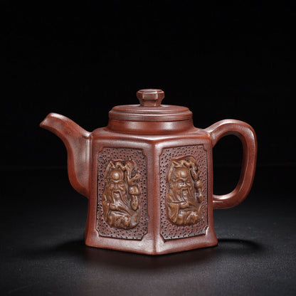 Chinese Yixing Zisha Clay Handmade Exquisite Teapot （寿星 底款：时大彬）