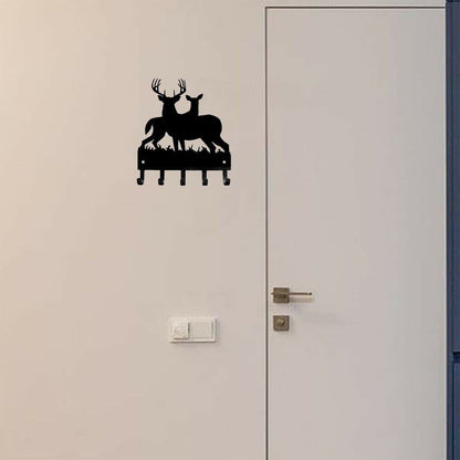 Deer Key Rack Hanger Wall Mounted Hook Up Wall Stickers Metal Pendant Wall Art