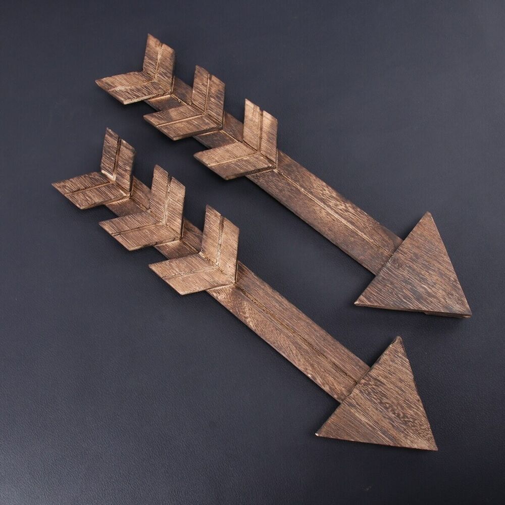 Wall Decor 2Pcs Rustic Wood Sign Pediments Dark Wooden Arrows Farmhouse Ornament