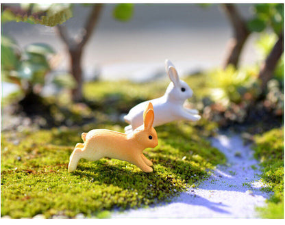Mini 3pcs Rabbits Miniatures Fairy Garden Ornament Decoration DIY Dollhouse Lawn
