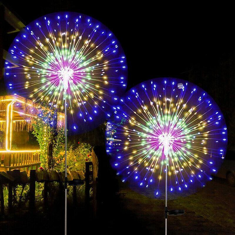 1pc Garden Solar Firework Lights Outdoor Waterproof Path Lawn Lamp Decor 150 LED