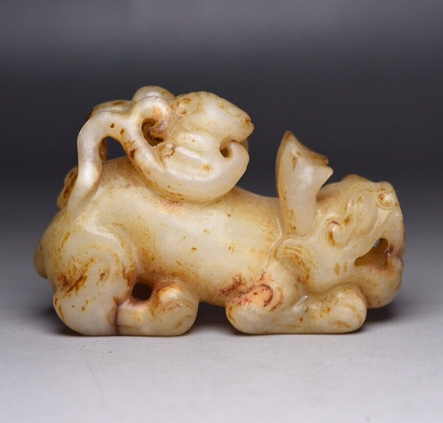 Chinese Antique Hetian Jade Carved Sculpture Exquisite Beast Statue Collections